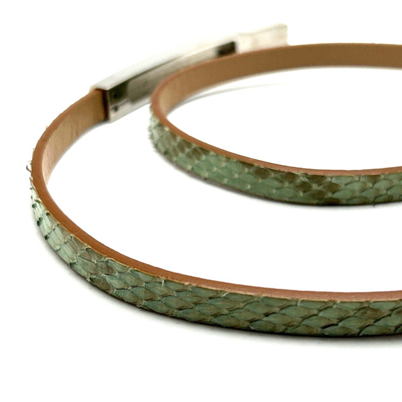 Vintage Salvatore Ferragamo Womens Size 29" Green Snakeskin Thin Strap Belt - Picture 12 of 15
